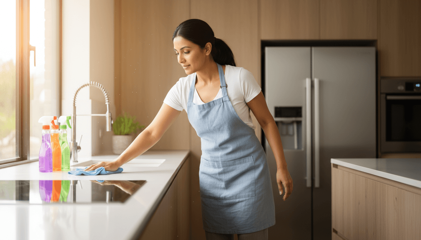 Professional cleaner providing trusted household cleaning service