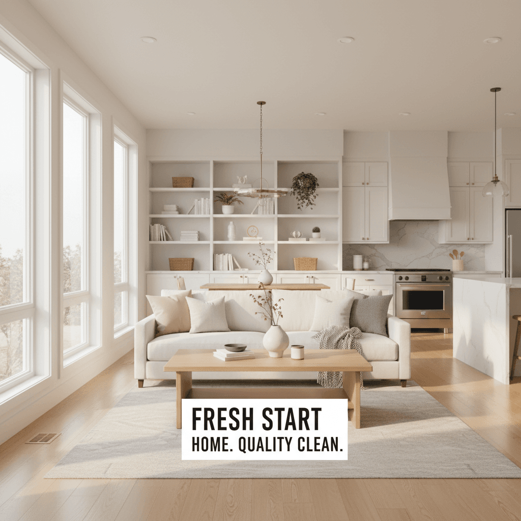Bright, clean home interior showing the results of professional cleaning service