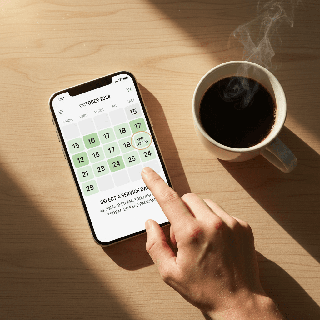Select cleaning date and time on Cleanconnect